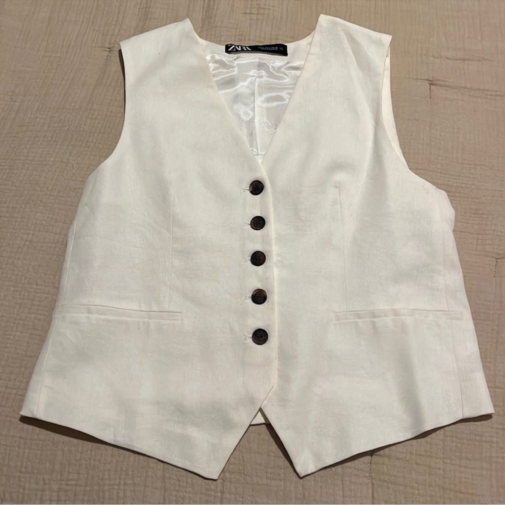 Zara Linen Vest Small